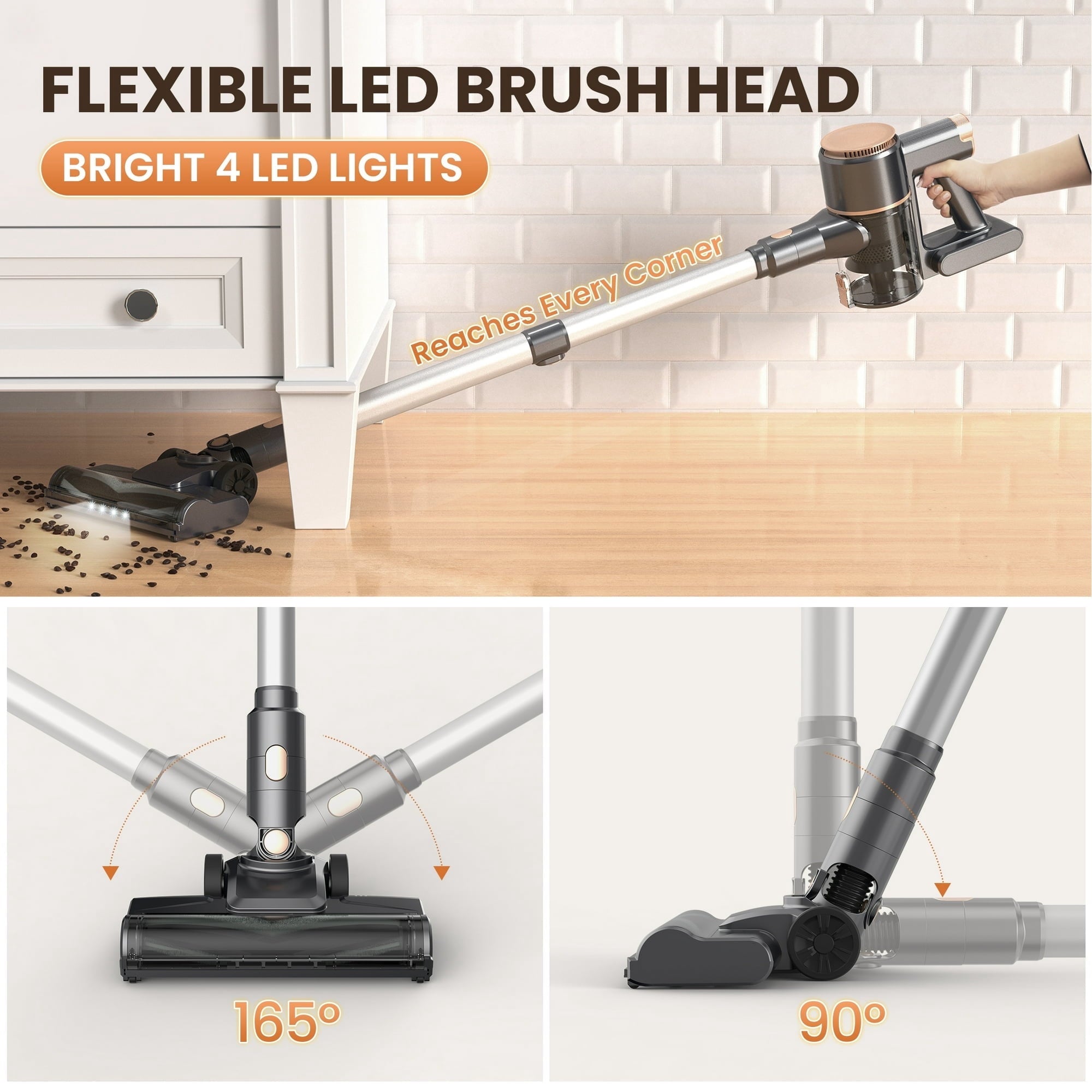 YOMA Cordless Stick Vacuum Cleaner Lightweight Powerful Handheld Vacuum for Home Hard Floor Carpet Pet Hair